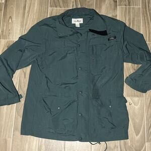 LL Bean Jacket Coat Parka Mens Medium Lightweight Outdoor Hiking Button Up ZipUp